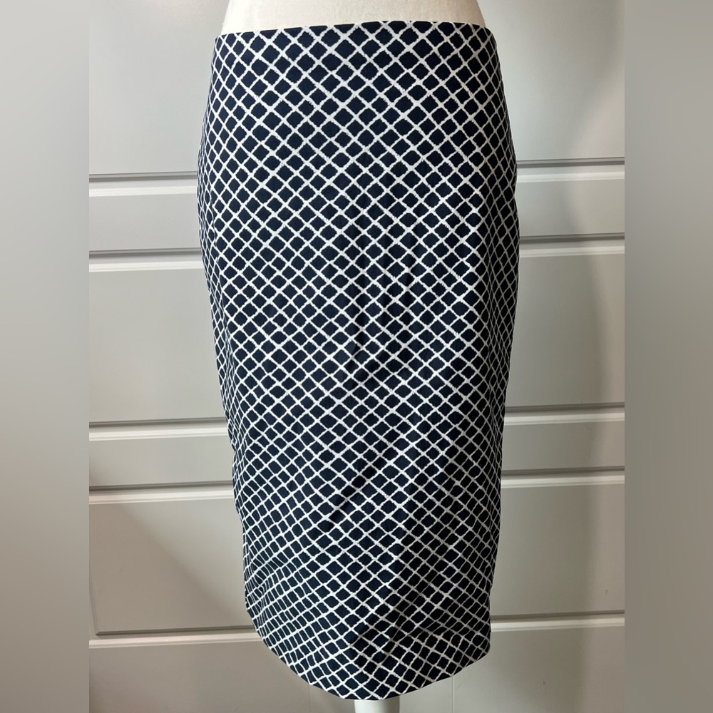 89th & Madison Pencil Skirt Geometric Navy White Career Business Casual‎ Small